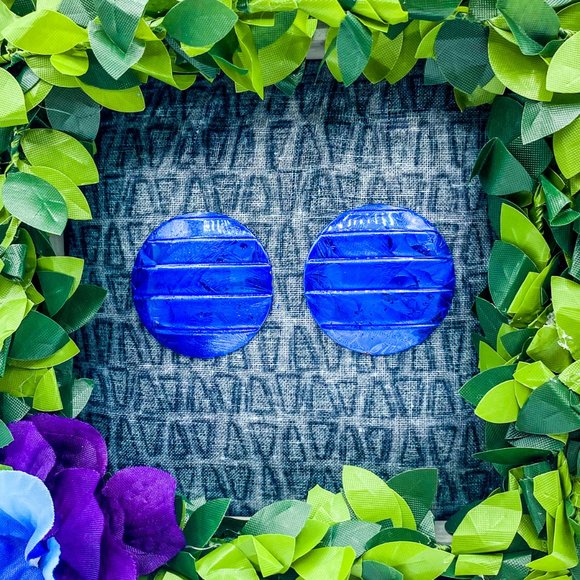 Vintage Blue Disc Earrings - Picture 1 of 2